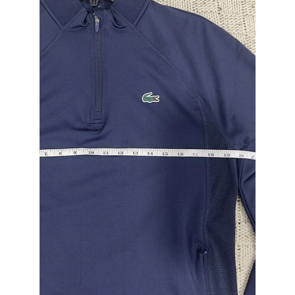 Lacoste Sport Men's M High-Neck Golf Sweatshirt Navy Quarter Zip Performance